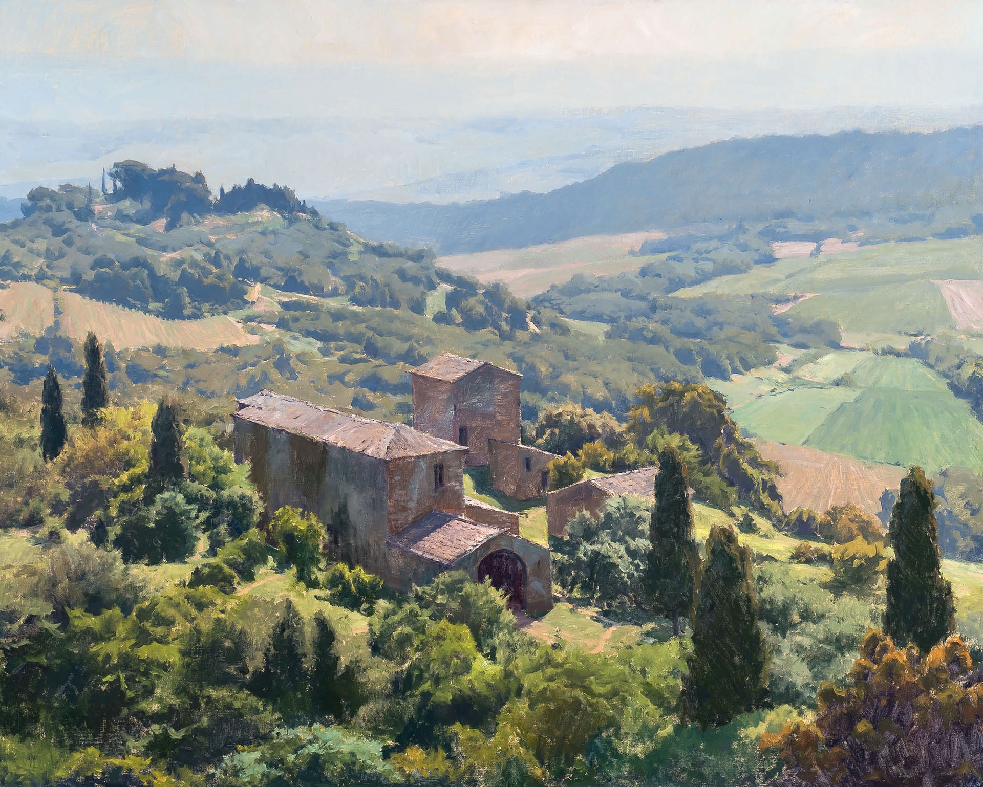 landscape painting - Joe Paquet, "Tuscan Light," 40 x 50 in.