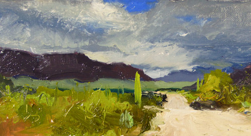 "Gold Canyon, Timed Painting," by Kim Carlton, 2015, oil, 3 x 7 in.