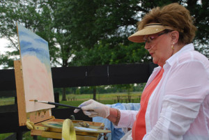 Jane Morgan, founder of the Plein Air Painters of Kentucky, paints on location.
