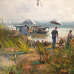 A plein air painting, by W. Jason Situ, of the American artists painting