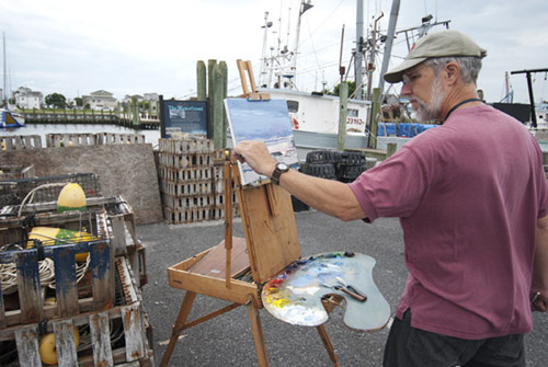 Jim Rehak at work during Artists Paint OC