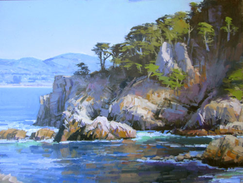 “Whaler’s Cove — Point Lobos,” by J. Brad Holt, 2014, oil, 12 x 16 in. Studio 