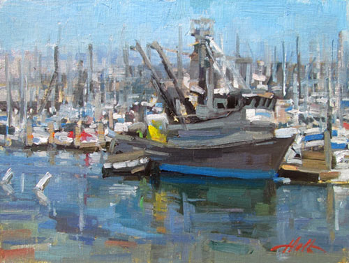 “Fishing Boat, Monterey,” by J. Brad Holt, 2015, oil, 9 x 12 in.