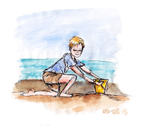 Quick sketch by Hauch from the beach, demonstrating the essential lines of a gesture