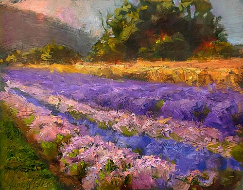 “Rows of Lavender,” by Karen Whitworth, oil, 8 x 10 in.