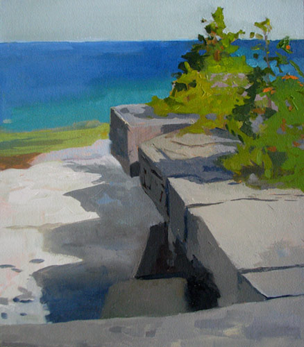 “Ledge,” by Jean Koeller, 2013, oil on paper mounted on panel, 12 x 12 in.