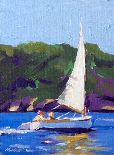 “Sailing on Buzzards Bay,” by Robert Abele III, 2015, oil, 6 x 8 in. Private collection