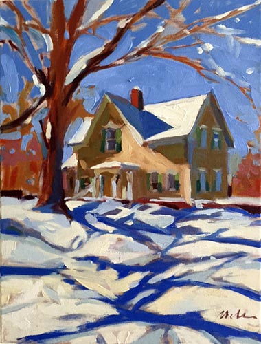 “Winter on Main Rd., Westport,” by Robert Abele III, oil, 11 x 14 in. Private collection
