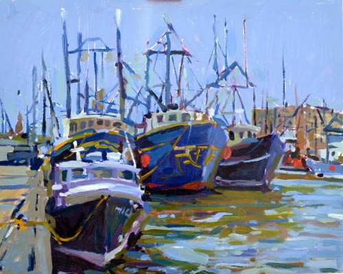 “New Bedford Fishing Boats,” by Robert Abele III, oil, 16 x 20 in. Private collection