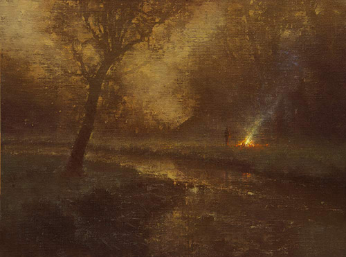 “Autumn Fire,” by Brent Cotton, oil on linen, 10 x 12 in.