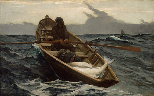 “The Fog Warning,” by Winslow Homer, 1885, oil, 30 1/4 x 48 1/2 in. Collection of the Museum of Fine Arts, Boston