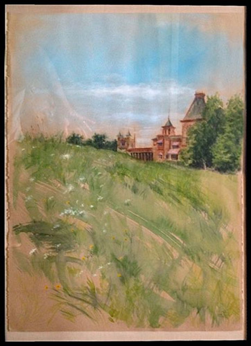 Kelly’s plein air painting of Olana, the home of Frederic Edwin Church