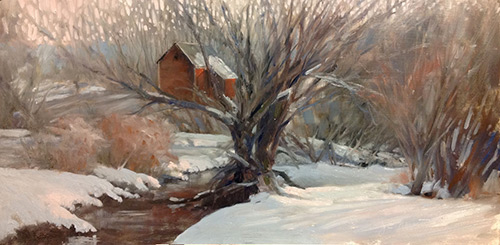 “Mount Vernon Creek,” by Jan Norsetter, 2013, oil on panel, 8 x 16 in.