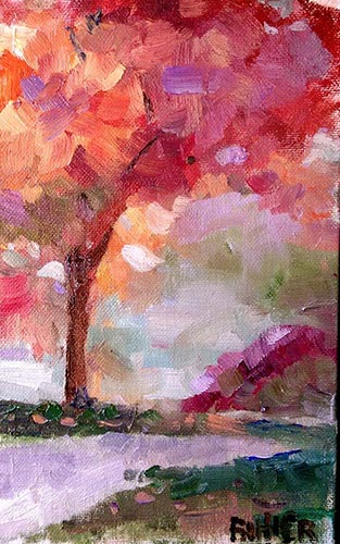 “Pathway to Fall,” by Dave Butler, oil, 6 x 9 in.