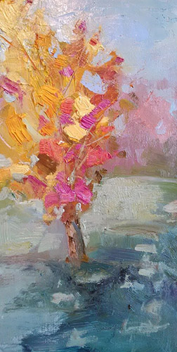 “Golden Tree,” by Dave Butler, oil, 11 x 7 in.
