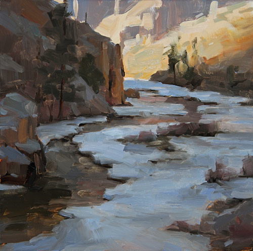 “Winter Passage Study,” by Dave Santillanes, oil, 8 x 8 in. 