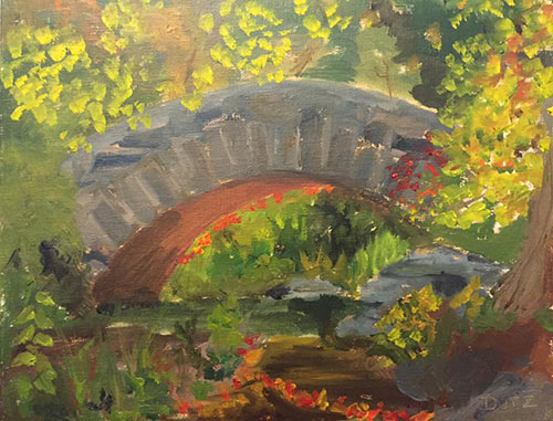 “Gapstow Bridge, Central Park,” by Dorothy Ruckdeschel, 2015, oil, 8 x 10 in.