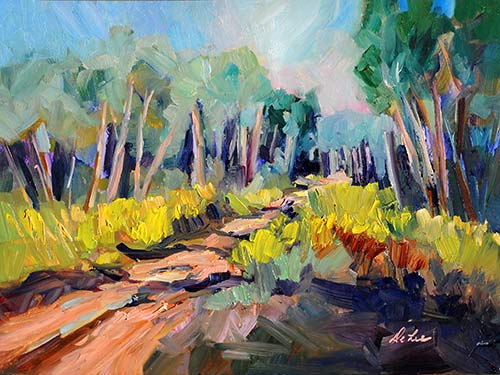 “Cypress Hills Backroads,” by DeLee Grant, oil, 9 x 12 in.