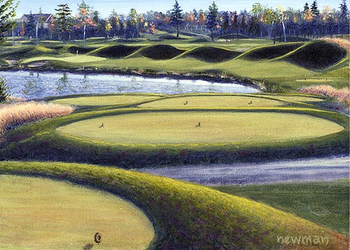 “The 17th at The Lynx at Kingswood Park,” by Bruce Newman, acrylic, 11 x 14 in.