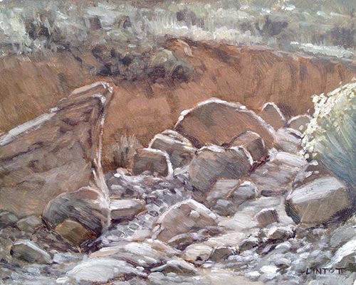 “Hunter Canyon Wash,” by John Lintott, oil, 8 x 10 in.
