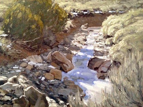 “Hunter Canyon Morning,” by John Lintott, oil, 12 x 16 in.