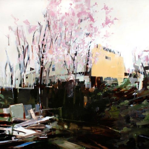 “Backyard,” by Alex Kanevsky, oil on linen, 66 x 66 in.