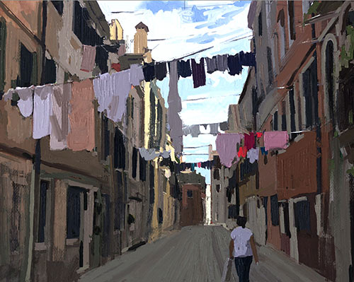 “Laundry Day,” by Paul Zegers, a digital plein air sketch