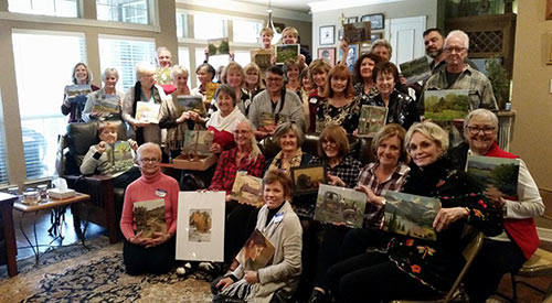 The members of the Outdoor Painters Society at their Christmas lunch 