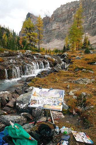 McEown painting in Yoho National Park in British Columbia, Canada 