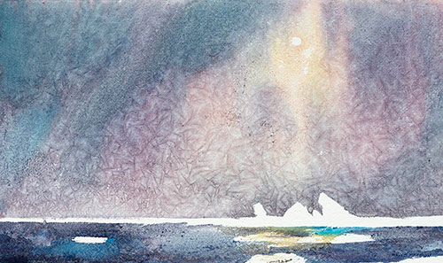 “Ice Painting, Nordporten n.1,” by David McEown, watercolor, 9 x 15 in. Collection of the artist
