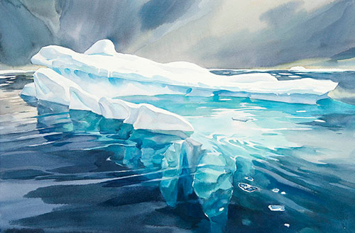 “Iceberg n.10,” by David McEown, watercolor, 15 x 22 in. Private collection