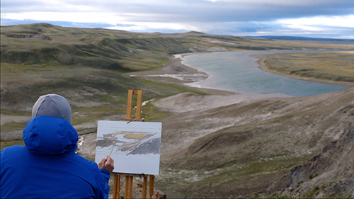 Painting the Thomsen River. Photo by Ryan Bray