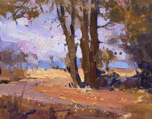 Erickson’s finished painting on Sauvie Island using the palette 