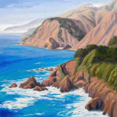 “Big Sur, Big Creek Bridge,” by Laurel Sherrie, oil, 24 x 24 in. 