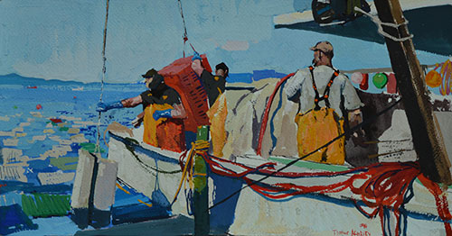 “Working,” by Timur Akhriev, 2009, gouache, 5 x 11 in.