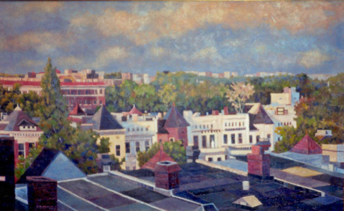“View From My Rooftop, DC,” by Jack Hannula, oil on linen, 38 x 64 in. Collection the City of Washington