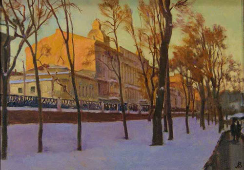 “Alexandrovsky Garden, Winter Evening,” by Vladimir Lapovok