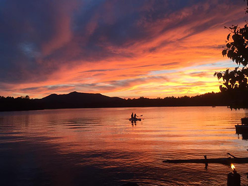 Sunsets are spectacular on the high mountain lakes, perfect for some paddling.