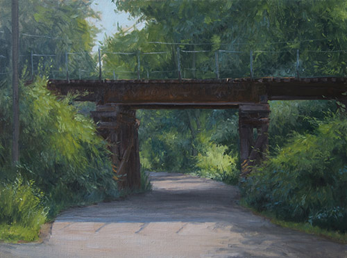 “The Trestle,” by Joshua Cunningham, oil, 12 x 16 in. Private collection