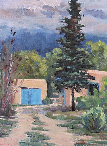 “Clouds Over Taos Mountain,” by Susan McCullough, oil, 12 x 9 in. 