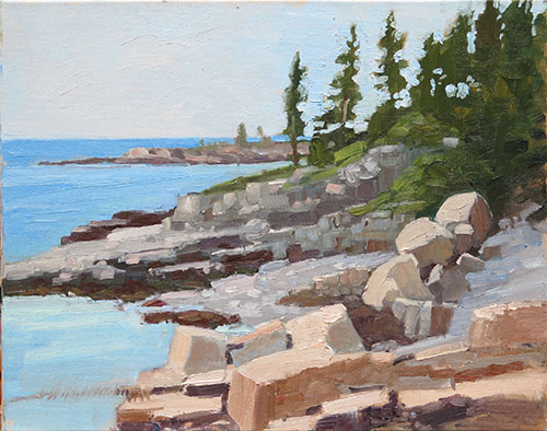 “Acadia Boulder Roll,” by Brian M. Smith, 2016, oil, 11 x 14 in.