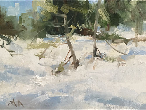 “Panguitch Snow,” by Kyle Ma, oil, 8 x 10 in.
