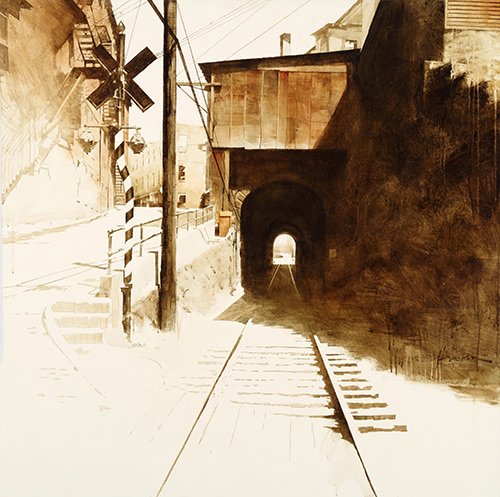 “Bellows Falls Tunnel,” by Charlie Hunter, oil, 48 x 48 in.