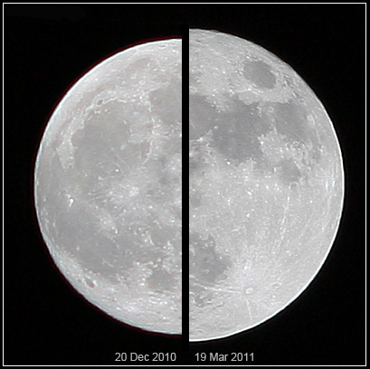 The supermoon and a typical full moon, for comparison. 