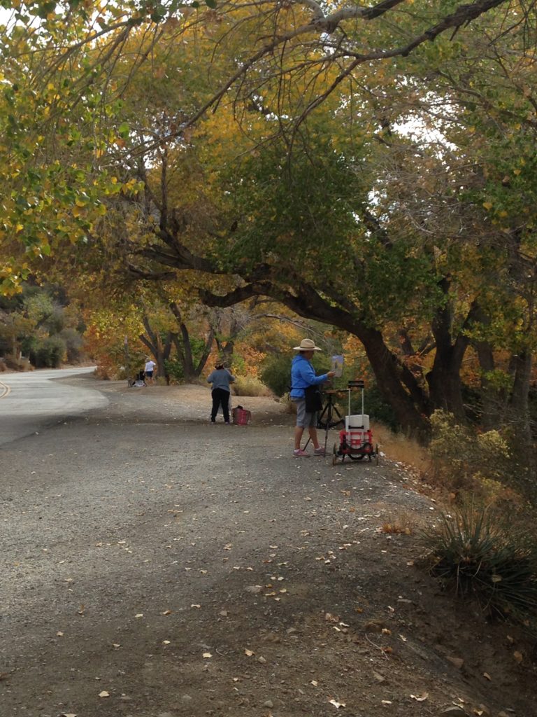 Artists painting the fall foliage at Big Rock Creek