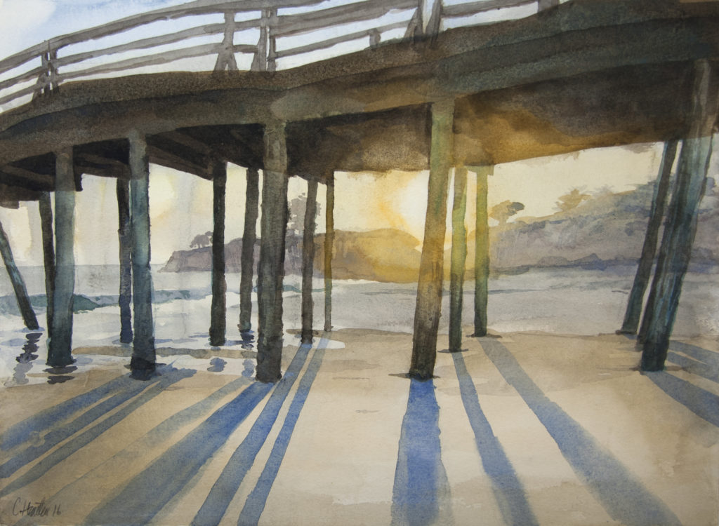 “Sunset Under Pier,” by Cyrus Hunter. First Place at Capitola Plein Air