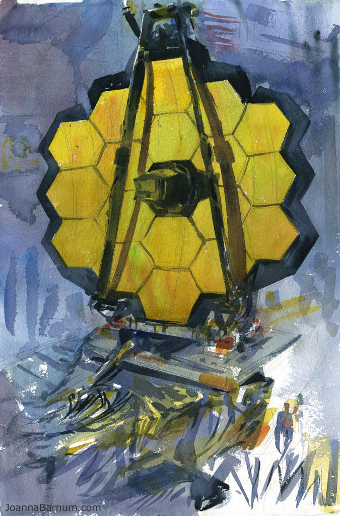 “James Webb Space Telescope,” by Joanna Barnum, 2016, watercolor, 22 x 15 in.