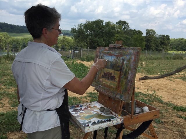 Lisa Burger Lentz painting at Wyebrook Farms