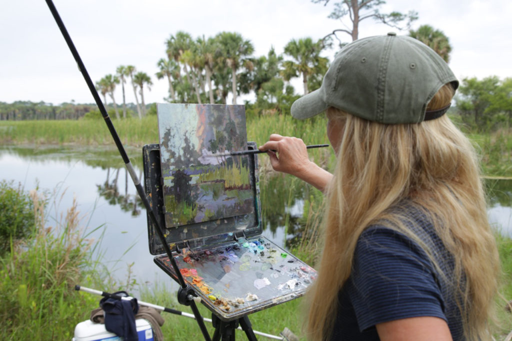 Debra Huse painting on St. Vincent Island