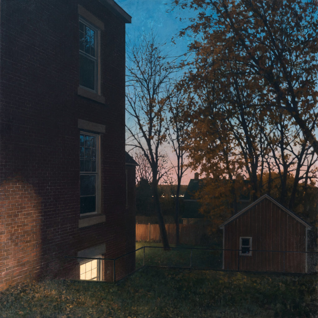 “Downstairs,” by Linden Frederick, 2016, oil on linen, 36 x 36 in.